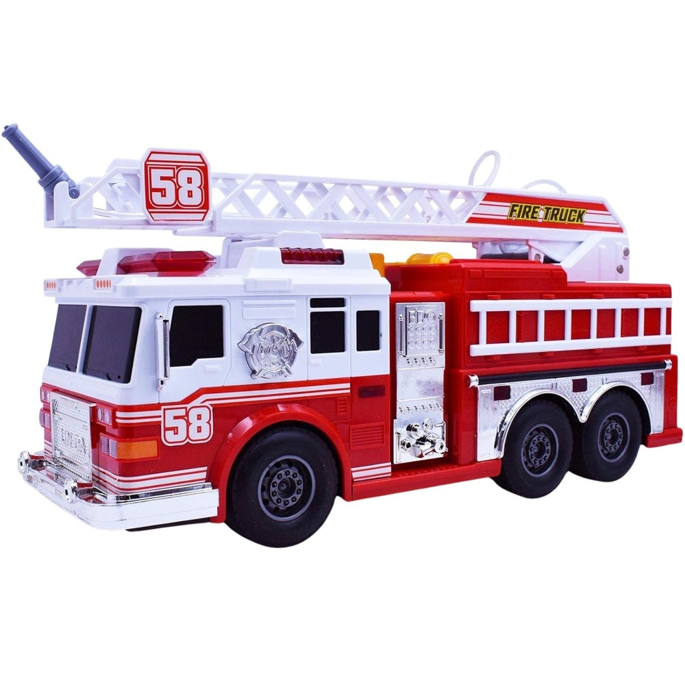 Vero Motorized Fire Truck Toy with Lights Sounds Water Pump Rotating Ladder 58